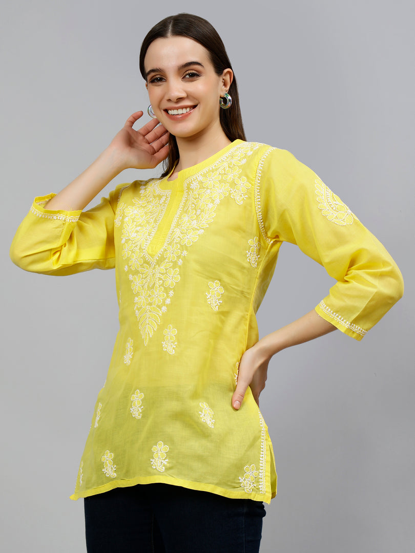 Seva Chikan Hand Embroidered Terivoil Cotton Lucknowi Chikankari Top