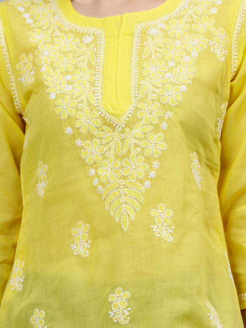 Seva Chikan Hand Embroidered Terivoil Cotton Lucknowi Chikankari Top
