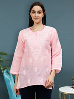 Load image into Gallery viewer, Seva Chikan Hand Embroidered Terivoil Cotton Lucknowi Chikankari Top