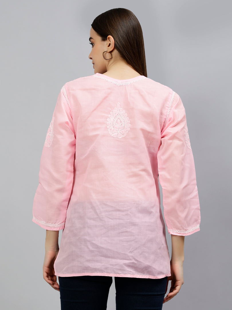 Seva Chikan Hand Embroidered Terivoil Cotton Lucknowi Chikankari Top