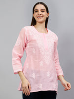 Load image into Gallery viewer, Seva Chikan Hand Embroidered Terivoil Cotton Lucknowi Chikankari Top