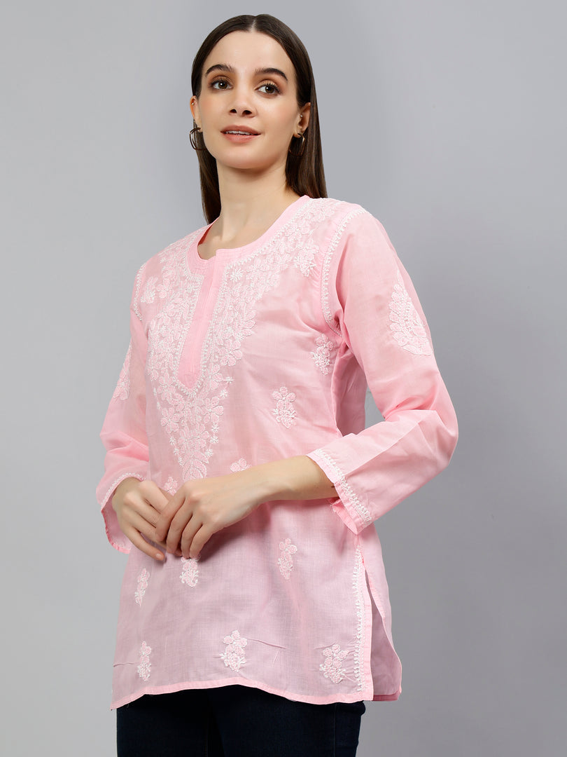 Seva Chikan Hand Embroidered Terivoil Cotton Lucknowi Chikankari Top