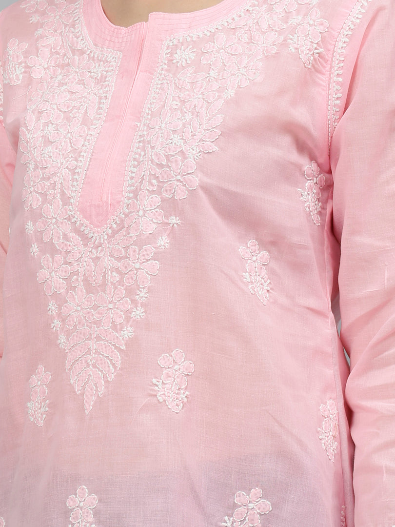 Seva Chikan Hand Embroidered Terivoil Cotton Lucknowi Chikankari Top