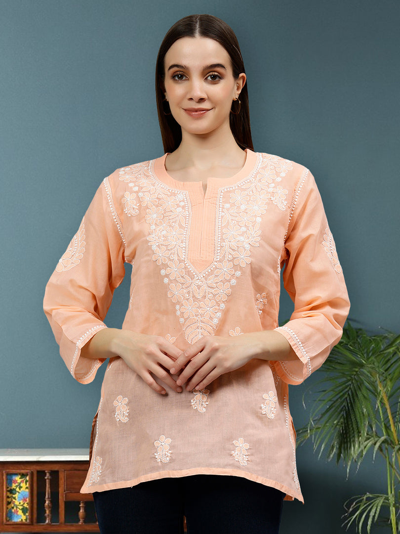 Seva Chikan Hand Embroidered Terivoil Cotton Lucknowi Chikankari Top