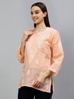 Load image into Gallery viewer, Seva Chikan Hand Embroidered Terivoil Cotton Lucknowi Chikankari Top