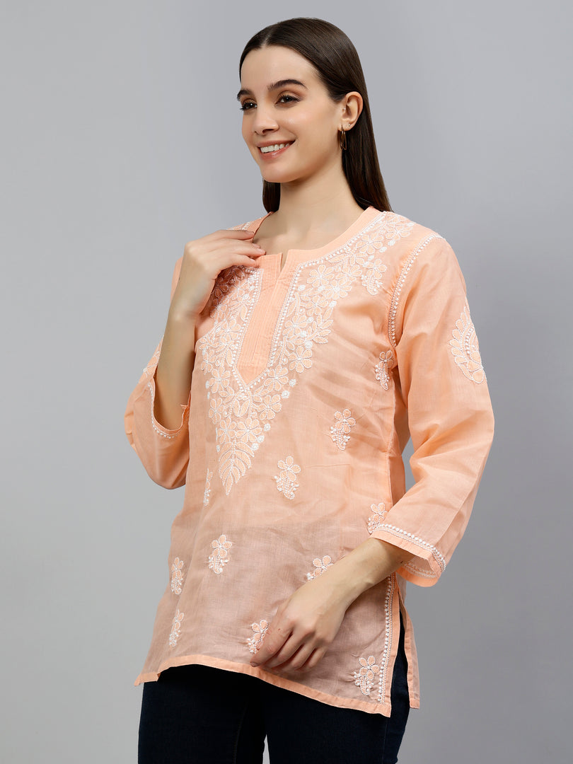 Seva Chikan Hand Embroidered Terivoil Cotton Lucknowi Chikankari Top