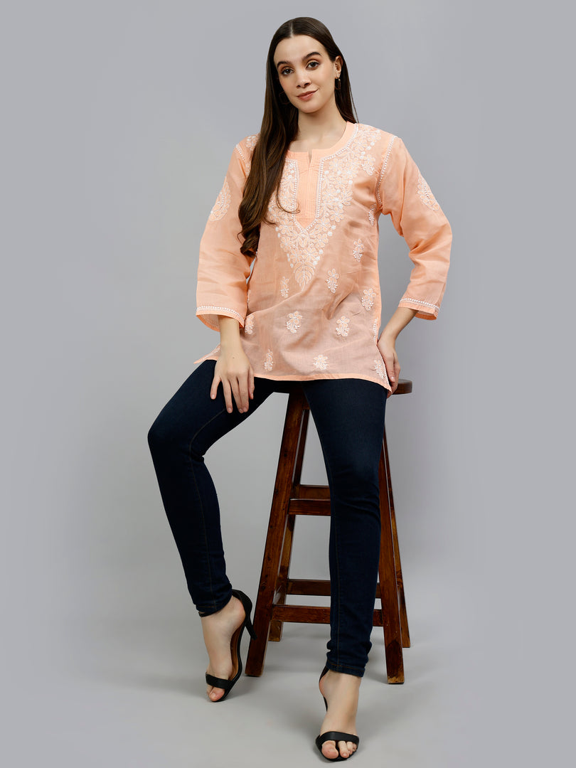 Seva Chikan Hand Embroidered Terivoil Cotton Lucknowi Chikankari Top