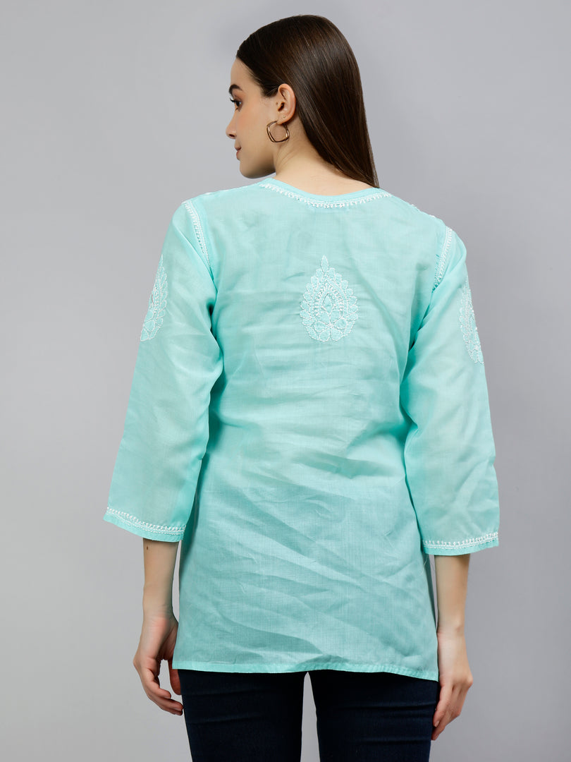 Seva Chikan Hand Embroidered Terivoil Cotton Lucknowi Chikankari Top