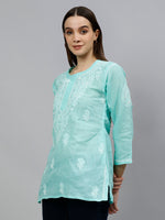 Load image into Gallery viewer, Seva Chikan Hand Embroidered Terivoil Cotton Lucknowi Chikankari Top