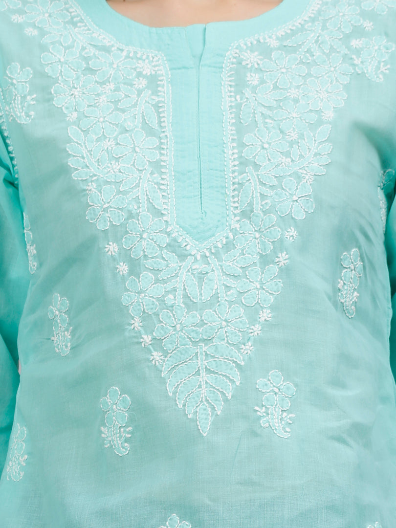 Seva Chikan Hand Embroidered Terivoil Cotton Lucknowi Chikankari Top