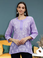 Load image into Gallery viewer, Seva Chikan Hand Embroidered Terivoil Cotton Lucknowi Chikankari Top