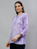 Load image into Gallery viewer, Seva Chikan Hand Embroidered Terivoil Cotton Lucknowi Chikankari Top
