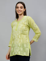 Load image into Gallery viewer, Seva Chikan Hand Embroidered Terivoil Cotton Lucknowi Chikankari Top