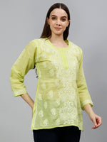 Load image into Gallery viewer, Seva Chikan Hand Embroidered Terivoil Cotton Lucknowi Chikankari Top