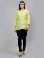 Load image into Gallery viewer, Seva Chikan Hand Embroidered Terivoil Cotton Lucknowi Chikankari Top