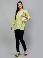 Load image into Gallery viewer, Seva Chikan Hand Embroidered Terivoil Cotton Lucknowi Chikankari Top