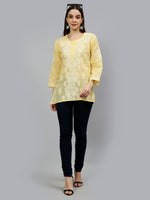 Load image into Gallery viewer, Seva Chikan Hand Embroidered Terivoil Cotton Lucknowi Chikankari Top
