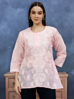 Load image into Gallery viewer, Seva Chikan Hand Embroidered Terivoil Cotton Lucknowi Chikankari Top