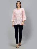 Load image into Gallery viewer, Seva Chikan Hand Embroidered Terivoil Cotton Lucknowi Chikankari Top