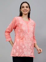 Load image into Gallery viewer, Seva Chikan Hand Embroidered Terivoil Cotton Lucknowi Chikankari Top