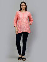Load image into Gallery viewer, Seva Chikan Hand Embroidered Terivoil Cotton Lucknowi Chikankari Top