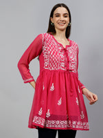 Load image into Gallery viewer, Seva Chikan Hand Embroidered Georgette Lucknowi Chikankari Top With Slip