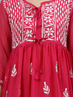 Load image into Gallery viewer, Seva Chikan Hand Embroidered Georgette Lucknowi Chikankari Top With Slip