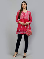 Load image into Gallery viewer, Seva Chikan Hand Embroidered Georgette Lucknowi Chikankari Top With Slip
