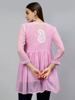 Load image into Gallery viewer, Seva Chikan Hand Embroidered Georgette Lucknowi Chikankari Top With Slip