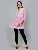 Load image into Gallery viewer, Seva Chikan Hand Embroidered Georgette Lucknowi Chikankari Top With Slip