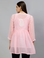 Load image into Gallery viewer, Seva Chikan Hand Embroidered Georgette Lucknowi Chikankari Top With Slip