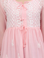 Load image into Gallery viewer, Seva Chikan Hand Embroidered Georgette Lucknowi Chikankari Top With Slip