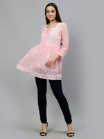 Load image into Gallery viewer, Seva Chikan Hand Embroidered Georgette Lucknowi Chikankari Top With Slip