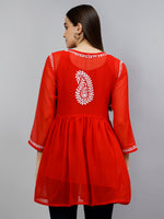 Load image into Gallery viewer, Seva Chikan Hand Embroidered Georgette Lucknowi Chikankari Top With Slip