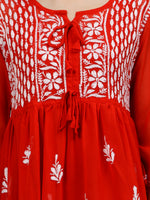 Load image into Gallery viewer, Seva Chikan Hand Embroidered Georgette Lucknowi Chikankari Top With Slip