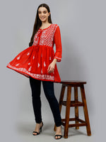 Load image into Gallery viewer, Seva Chikan Hand Embroidered Georgette Lucknowi Chikankari Top With Slip