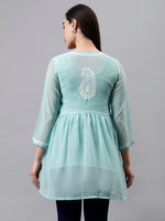 Load image into Gallery viewer, Seva Chikan Hand Embroidered Georgette Lucknowi Chikankari Top With Slip