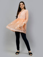 Load image into Gallery viewer, Seva Chikan Hand Embroidered Georgette Lucknowi Chikankari Top With Slip