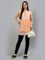Load image into Gallery viewer, Seva Chikan Hand Embroidered Georgette Lucknowi Chikankari Top With Slip