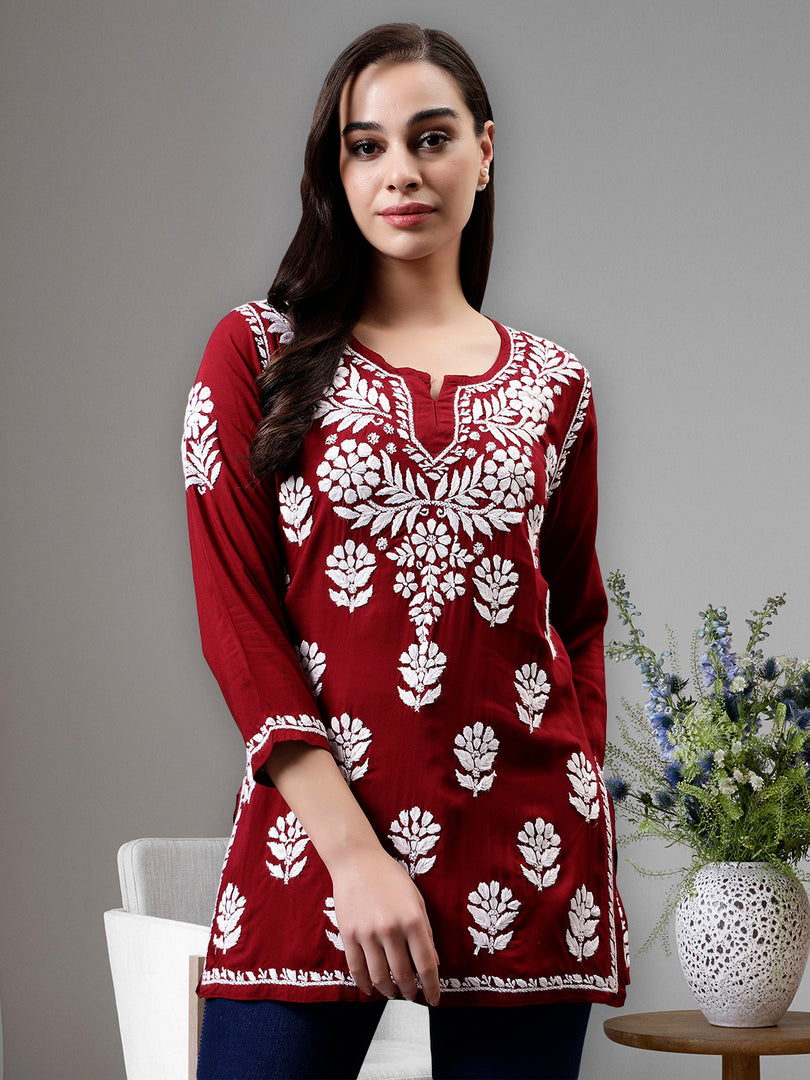 Seva Chikan Hand Embroidered Modal Lucknowi Chikankari Top