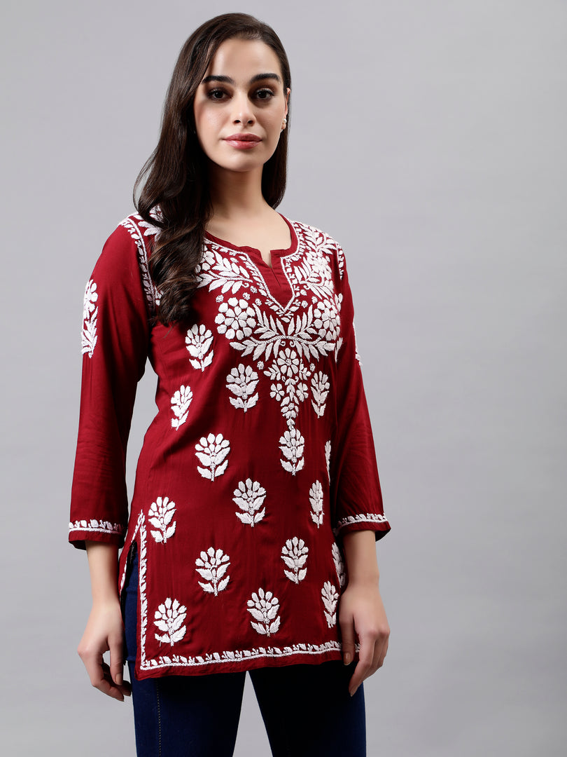 Seva Chikan Hand Embroidered Modal Lucknowi Chikankari Top