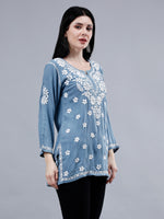 Load image into Gallery viewer, Seva Chikan Hand Embroidered Rayon Lucknowi Chikankari Top