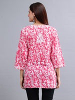 Load image into Gallery viewer, Seva Chikan Hand Embroidered Pink Cotton Lucknowi Chikankari Top