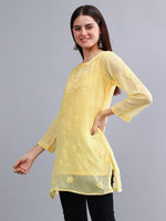 Load image into Gallery viewer, Seva Chikan Hand Embroidered Georgette Lucknowi Chikankari Top With Slip
