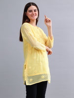 Load image into Gallery viewer, Seva Chikan Hand Embroidered Georgette Lucknowi Chikankari Top With Slip