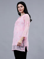 Load image into Gallery viewer, Seva Chikan Hand Embroidered Georgette Lucknowi Chikankari Top With Slip