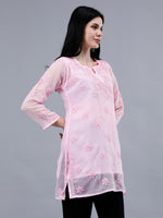 Load image into Gallery viewer, Seva Chikan Hand Embroidered Georgette Lucknowi Chikankari Top With Slip