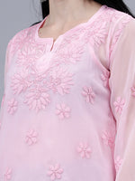 Load image into Gallery viewer, Seva Chikan Hand Embroidered Georgette Lucknowi Chikankari Top With Slip