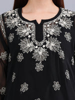 Load image into Gallery viewer, Seva Chikan Hand Embroidered Georgette Lucknowi Chikankari Top With Slip