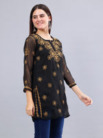 Load image into Gallery viewer, Seva Chikan Hand Embroidered Georgette Lucknowi Chikankari Top With Slip